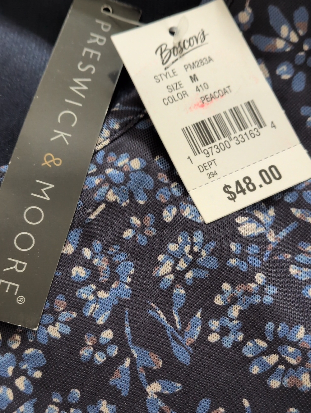 Preswick and Moore NWT Black Blue and White Floral Blouse Lined Body Size M - Picture 3 of 6